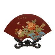 Traditional Chinese Fan Shaoed Lacquer Work with Stand
